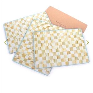 NWT Brand New MACKENZIE CHILDS Parchment Check Cork Back Placemats - Set of 4